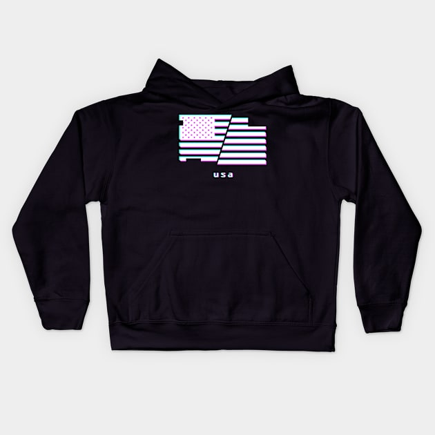 USA - Aesthetic Vaporwave Flag Kids Hoodie by MeatMan